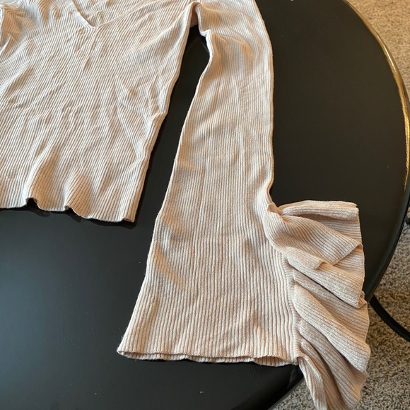 Express Cold Shoulder Ruffle Long Sleeve Sweater - Picture 6 of 11
